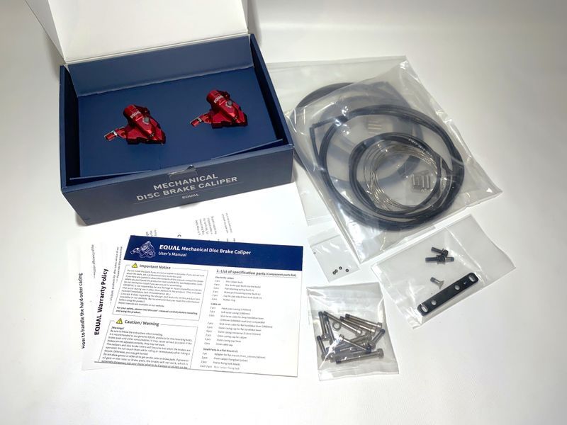 Growtac Equal Disc Brakes, Flat Mount, Pair, Red, NEW | Rad Bazaar