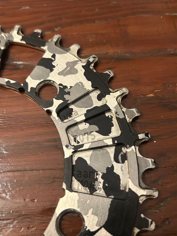 AARN 42t 110BCD narrowide chainring black white camo | Rad Bazaar